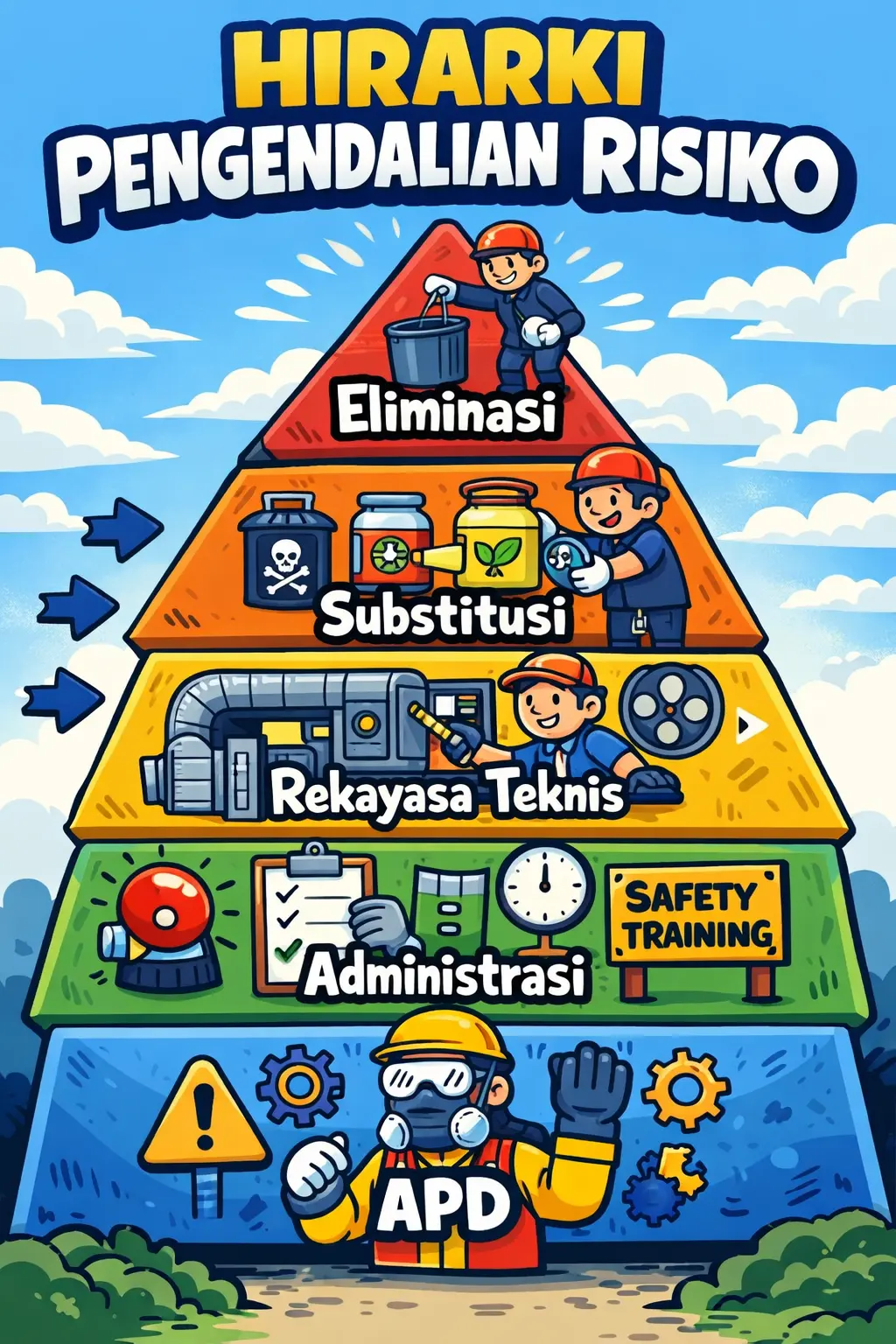 Ilustrasi Hirarki Pengendalian Risiko - Dwik.xyz